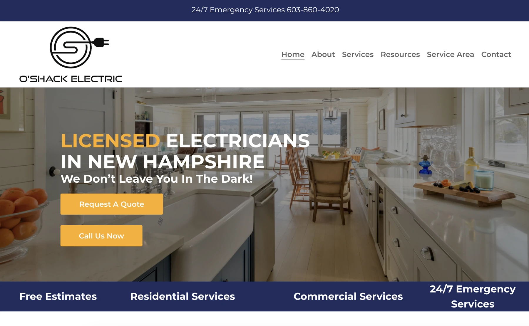 O’Shack Electric website design