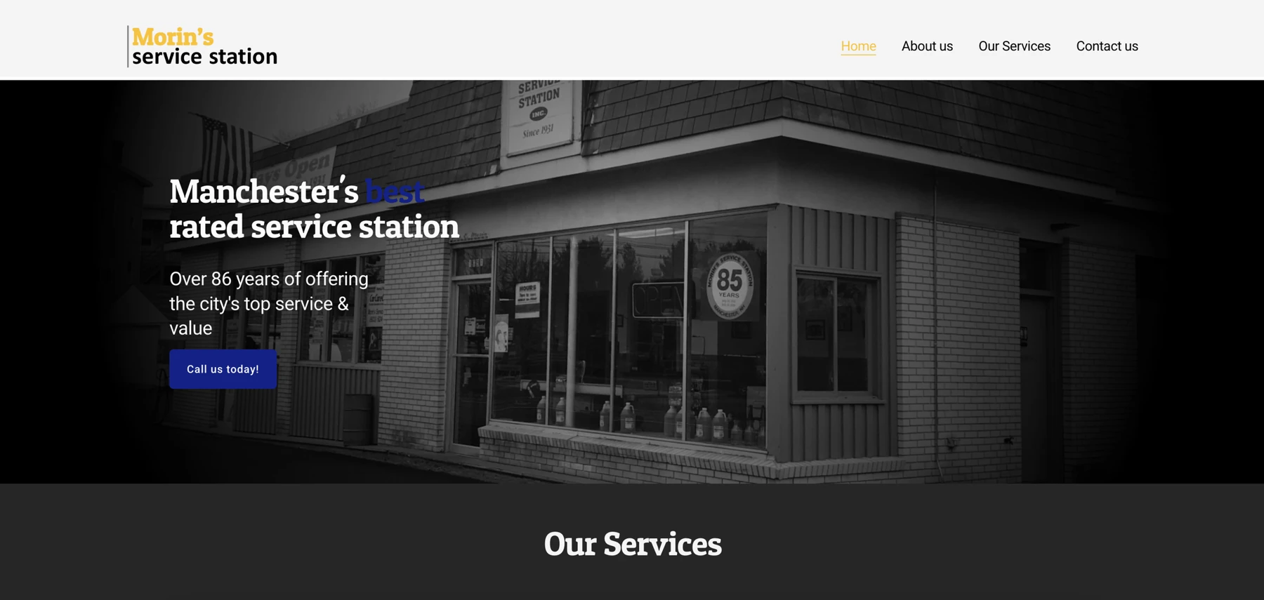 Morin’s Service Station website design